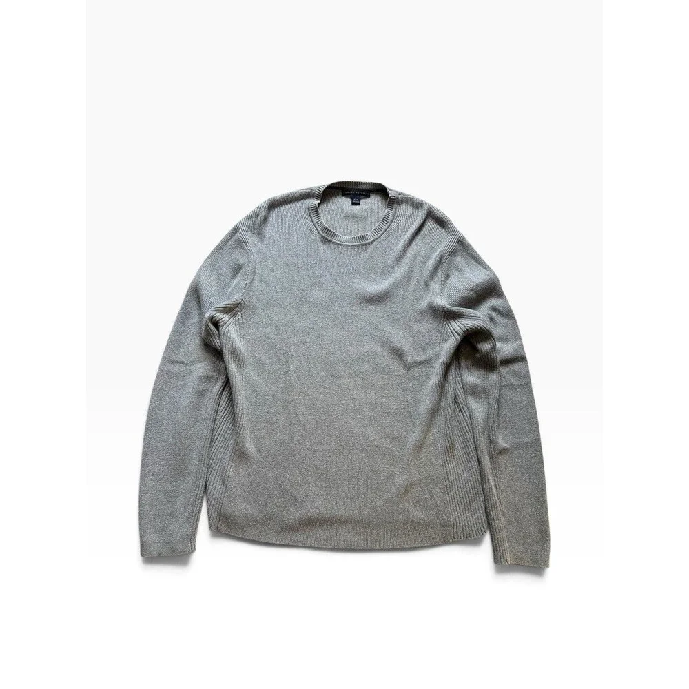 Vintage Banana Republic Sweater Men's L Pullover Ribbed Gray Minimalist Neutral